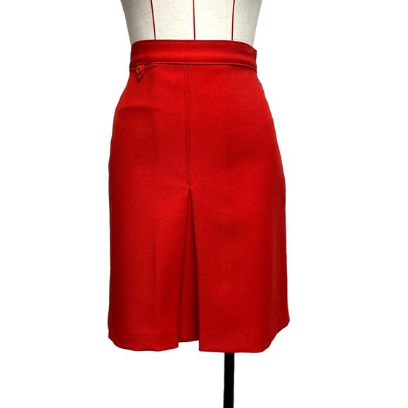 Vintage Bending Easy Mervyns Red High Waist Pleat Front Skirt - Picture 1 of 6